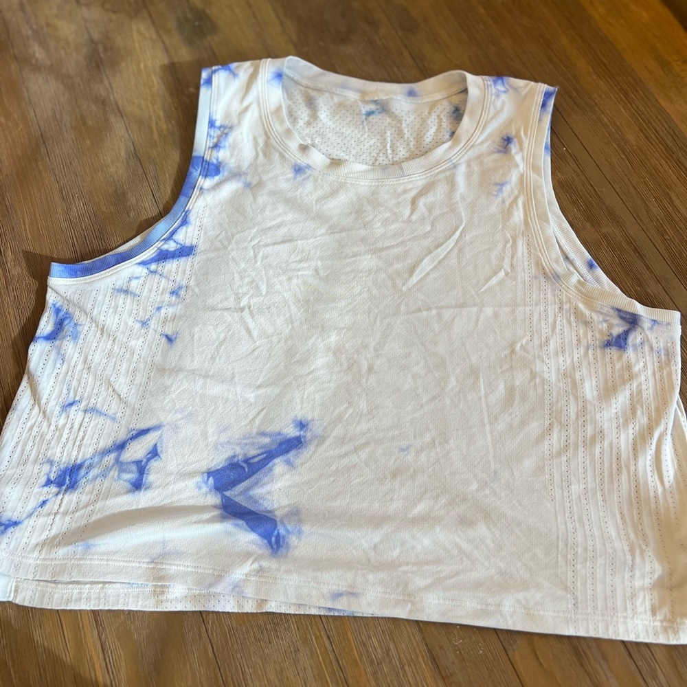 lululemon athletica White and Blue Tank Top